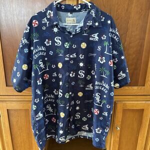 Chicago White Sox Shirt Mens Extra Large Navy Hawaiian Theme MLB